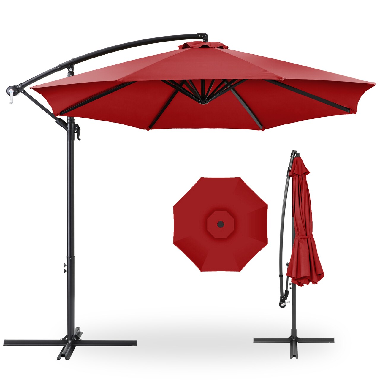 Best Choice Products 10ft Offset Hanging Outdoor Market Patio Umbrella w/ Easy Tilt Adjustment